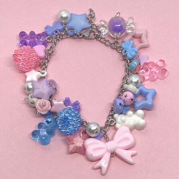 Pastel kei charm bracelet, kawaii jewelry, fairy kei bracelet
