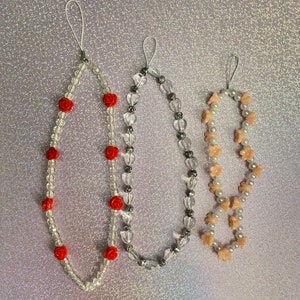 Flower phone charm, beaded phone charm, indie beaded phone charm