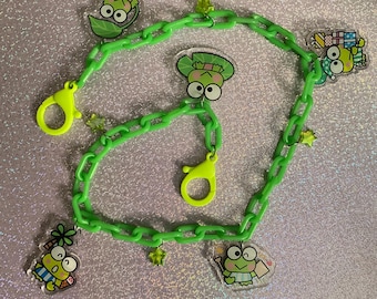 Green Frog Charm Jean Chain – Acrylic Frog Accessory