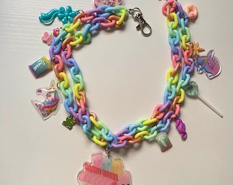 Pastel rainbow decora kei jean chain