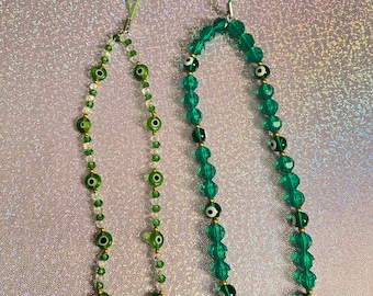 Green evil eye phone charm, evil eye phone strap