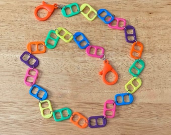Neon jean chain, y2k accessories, pop tab jean chain