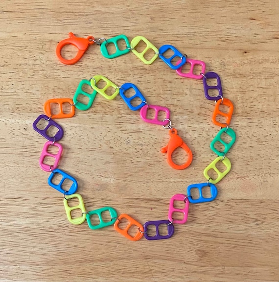 Neon jean chain, y2k accessories, pop tab jean chain