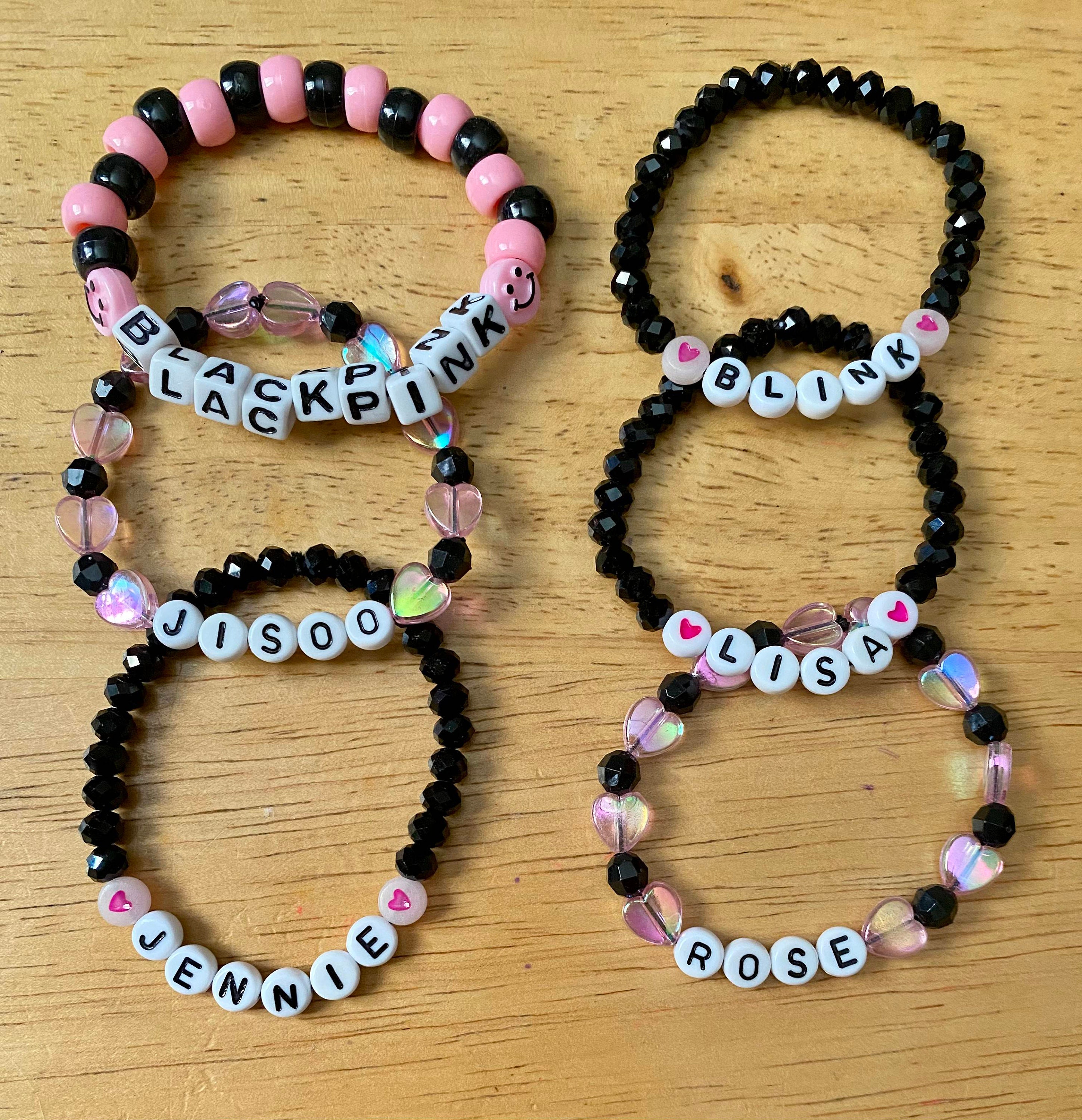 ★SENTIMENTS★ NO.238 [BLACK PINK] BRACELET Blackpink Glass Bead Stretch Bracelet - Etsy