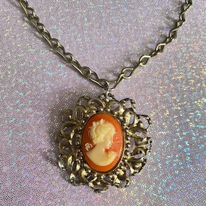 Vintage cameo necklace, regency core jewelry
