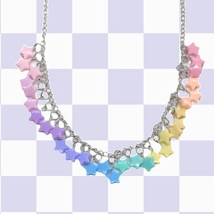 Pastel stars necklace, kawaii necklace, fairy kei necklace