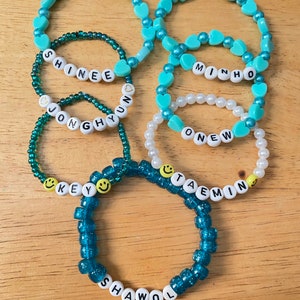 aqua Shinee Pearl Aqua Bracelet With Letter Pony Beads