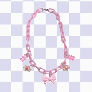 Kawaii pink necklace, pastel kawaii jewelry, kawaii choker