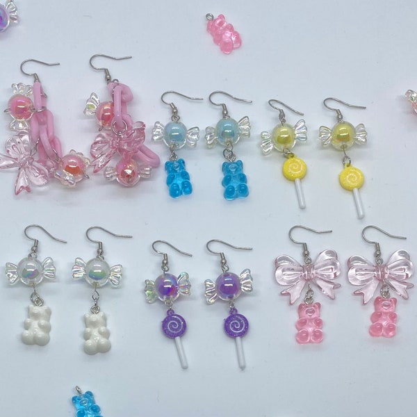 Kawaii candy earrings, fairy kei jewelry, pastel earrings