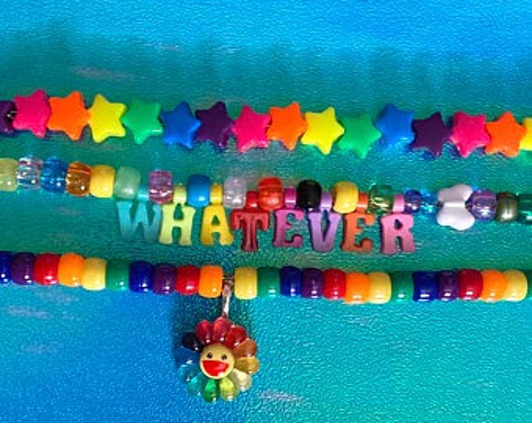 Rainbow Kandi Necklaces, Y2k Jewelry, Decora Kei Necklace Etsy