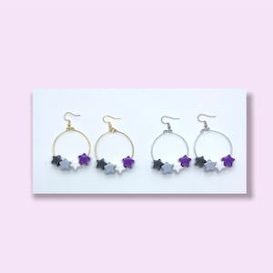 Boucles d'oreilles fierté asexuée, boucles d'oreilles drapeau de la fierté, boucles d'oreilles as