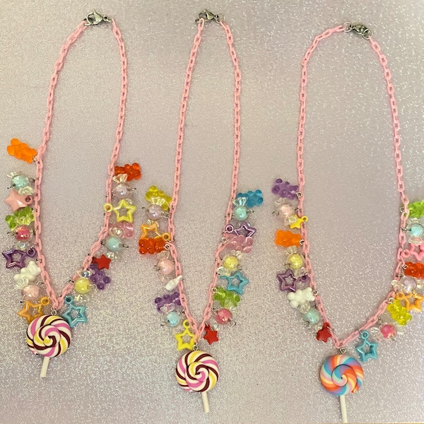 Kawaii candy necklace, pastel kawaii jewelry, decora kei necklace