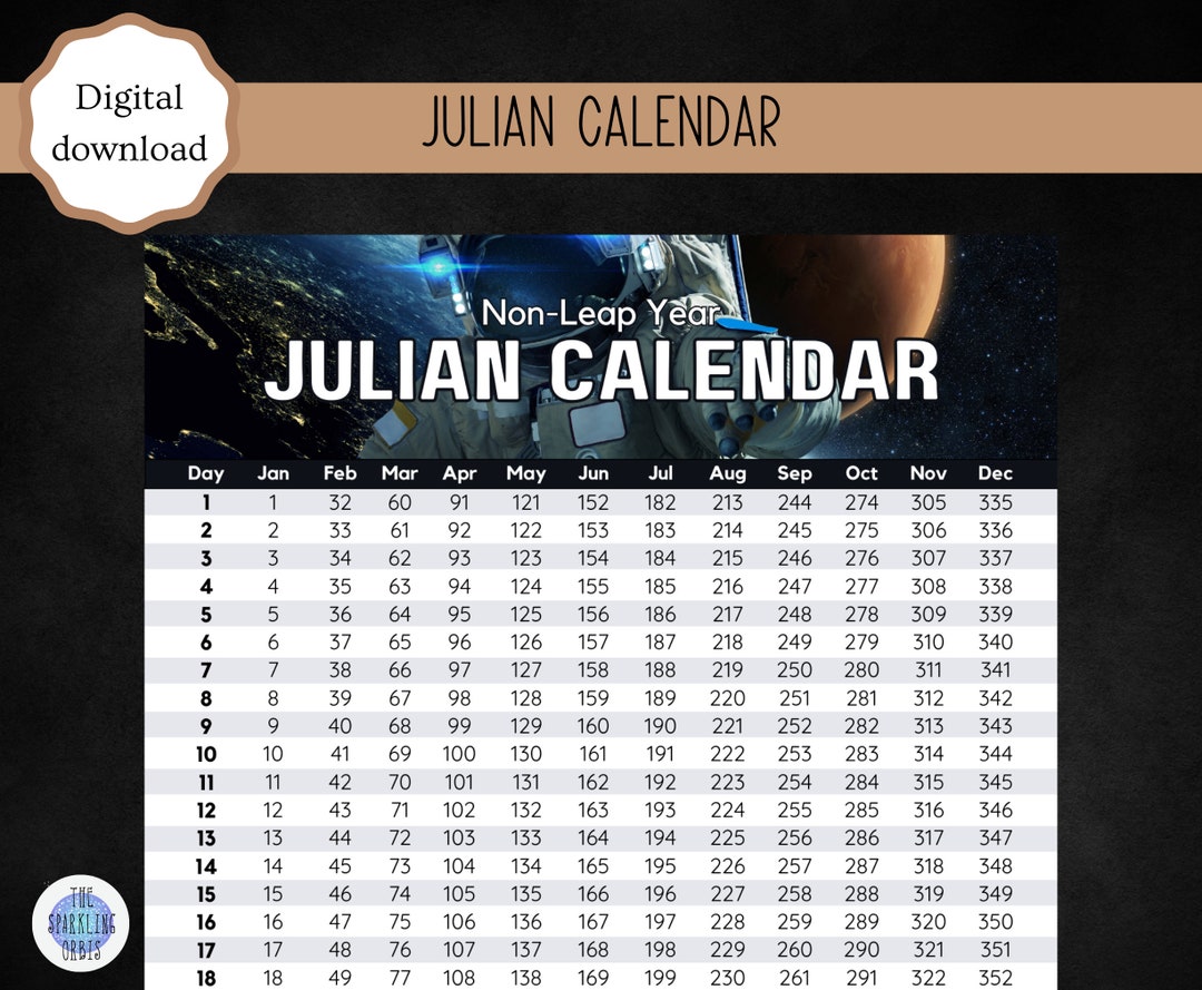 Julian Calendar Military Space Design Digital Download Printable PDF