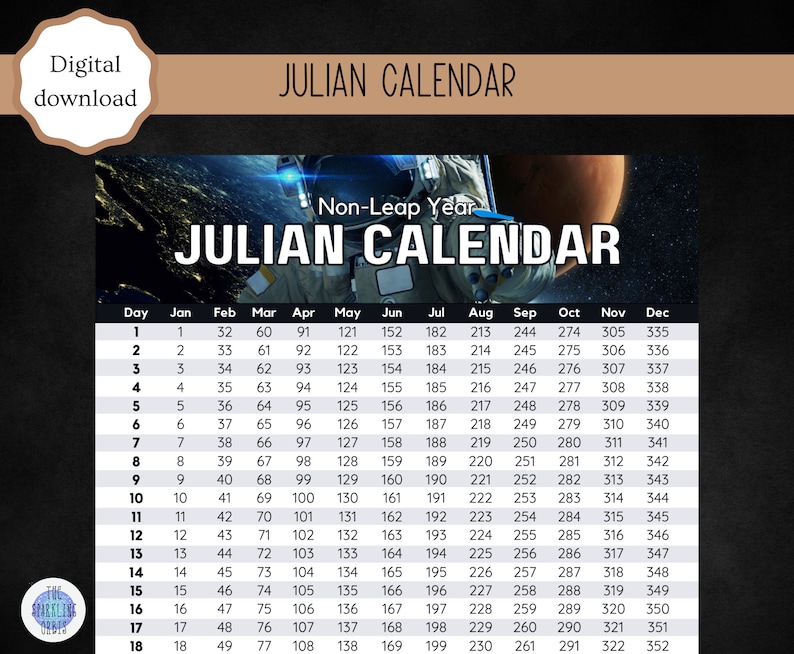 Julian Calendar Military Space Design Digital Download Printable PDF ...