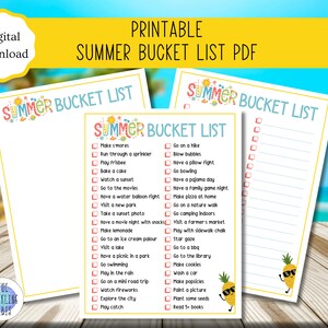 Lista de deseos de verano imprimible PDF / Vacaciones de verano / Cosas que hacer / Lista de deseos / Carta de EE. UU. y A4