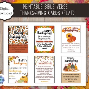 Tarjetas cristianas de Acción de Gracias para imprimir / Tarjetas planas / Versículos bíblicos / Escrituras / Juego de 6 / PDF / 2,7 x 3,7 pulgadas