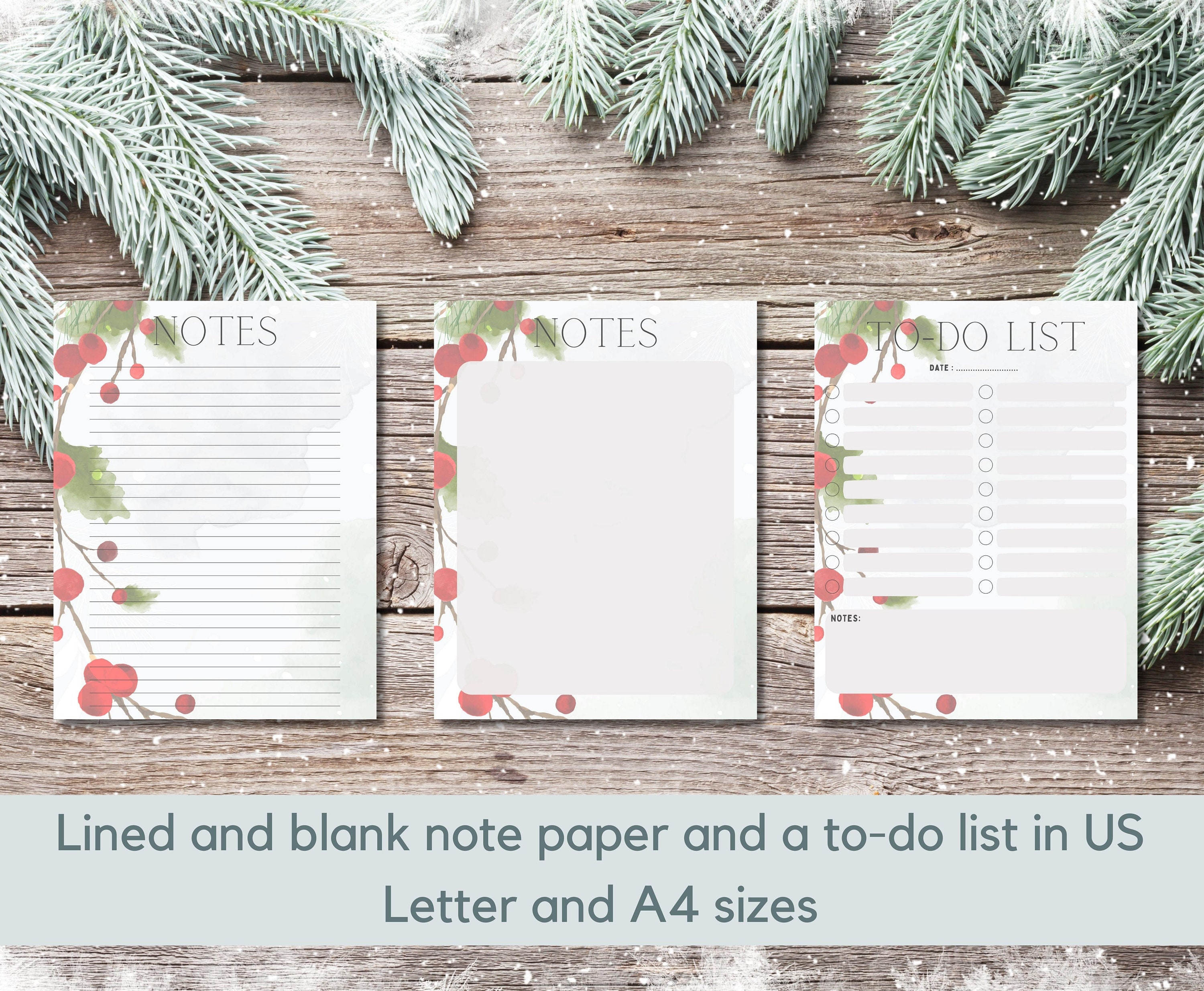 Winter Note Sheets Printable Winter-themed Note Paper and To-do List Set | Stationary Set ...