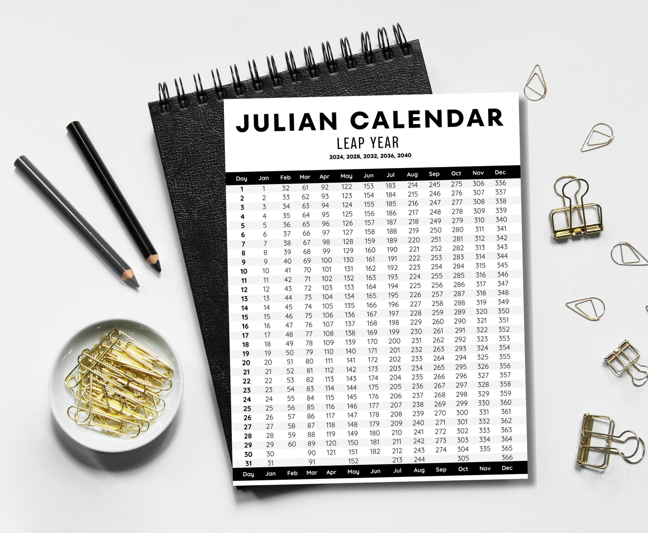Julian Calendar Military and Government Digital Download Printable PDF ...