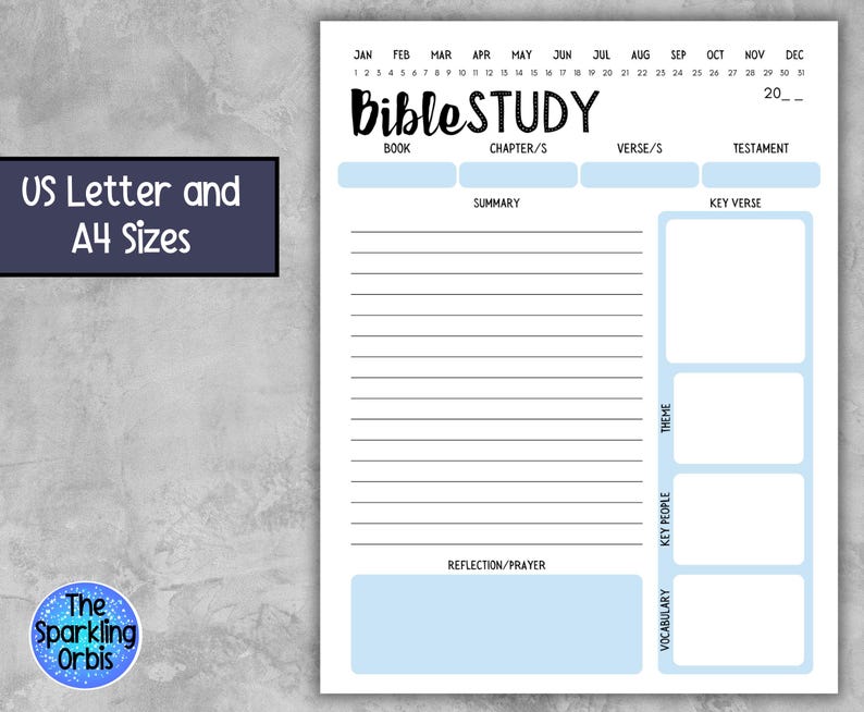 Printable Bible Study Worksheet | Bible Verses | PDF | US Letter and A4 ...