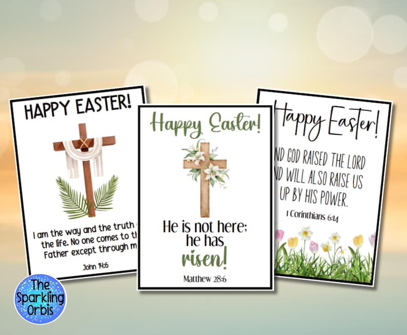 Printable Christian Easter Cards | Bible Verse | Flat Cards | Religious Easter Cards | Set of 6 | PDF | 2.7x3.7in image 4