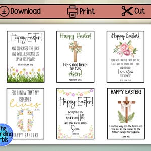 Printable Christian Easter Cards | Bible Verse | Flat Cards | Religious Easter Cards | Set of 6 | PDF | 2.7x3.7in image 2
