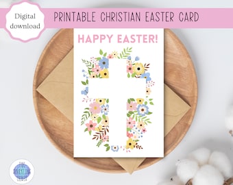 Druckbare christliche Osterkarte | Ostern | Religiöse Osterkarte | 13x18cm | PDF-Datei