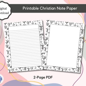 Carta per appunti stampabile a tema cristiano / 8,5x11 pollici / A4 / Pagine a righe e vuote / PDF a 2 pagine / Download digitale