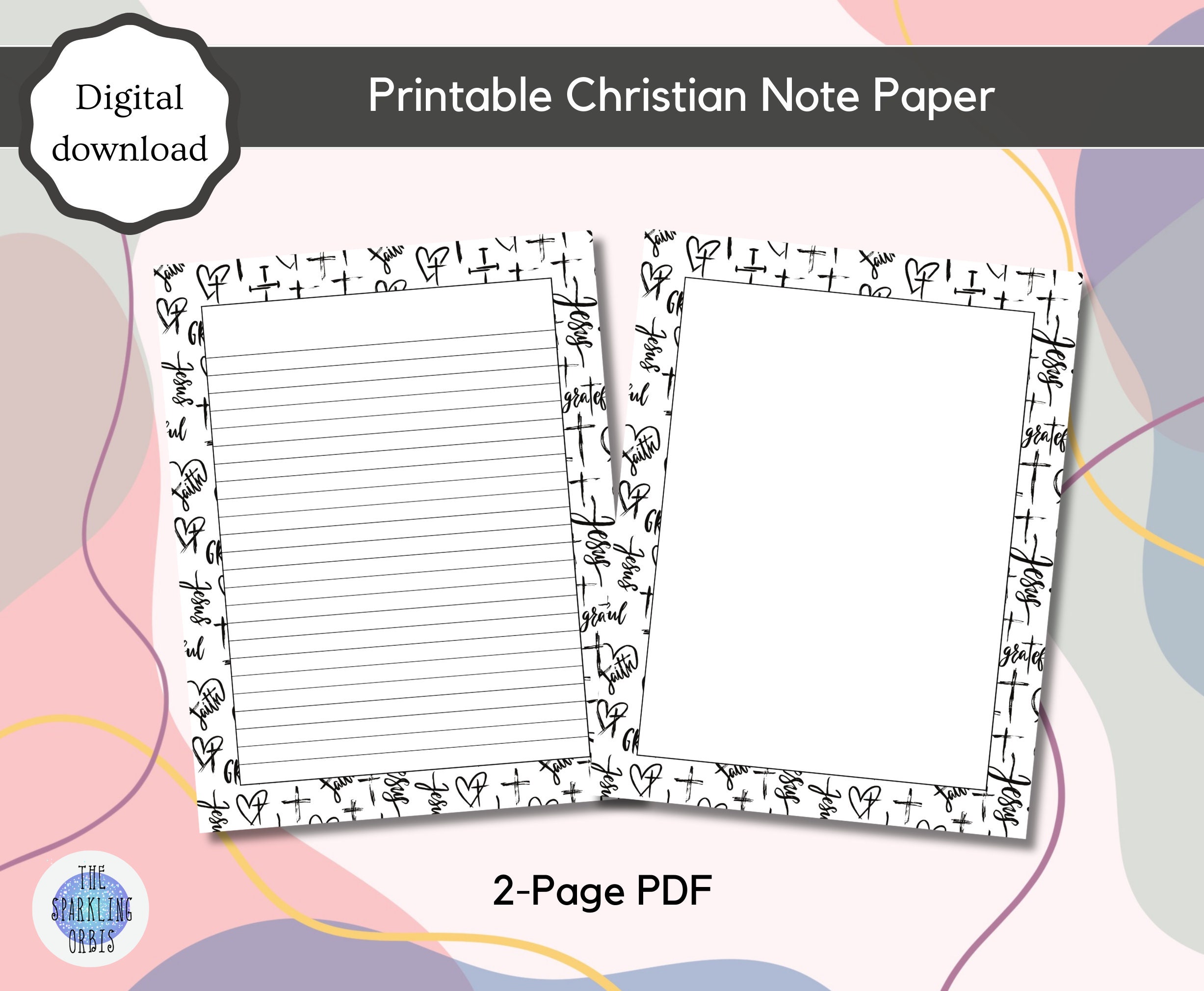 Printable Christian-themed Note Paper | 8.5x11in | A4 | Lined and Blank ...