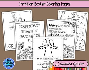Set of 5 Printable Bible Verse Coloring Pages | Christian Easter Activities | Easter Coloring Sheets | A4 and US Letter