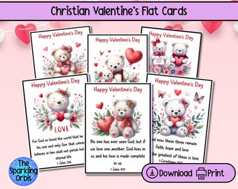 Printable Christian Valentine Cards | Bible Verse | Scripture Cards | Set of 6 | Valentine's Day