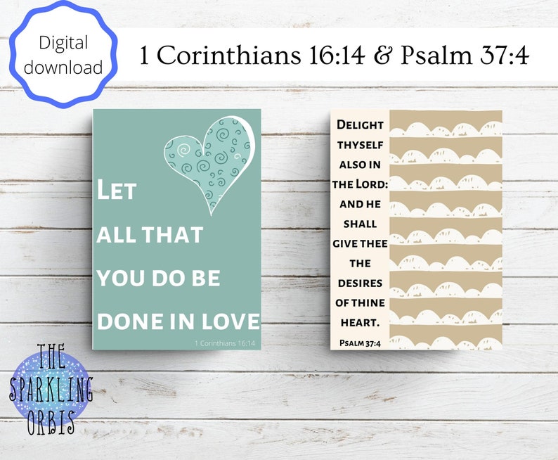 Printable Bible Verse Greetings Cards Set of 4 Scripture Etsy