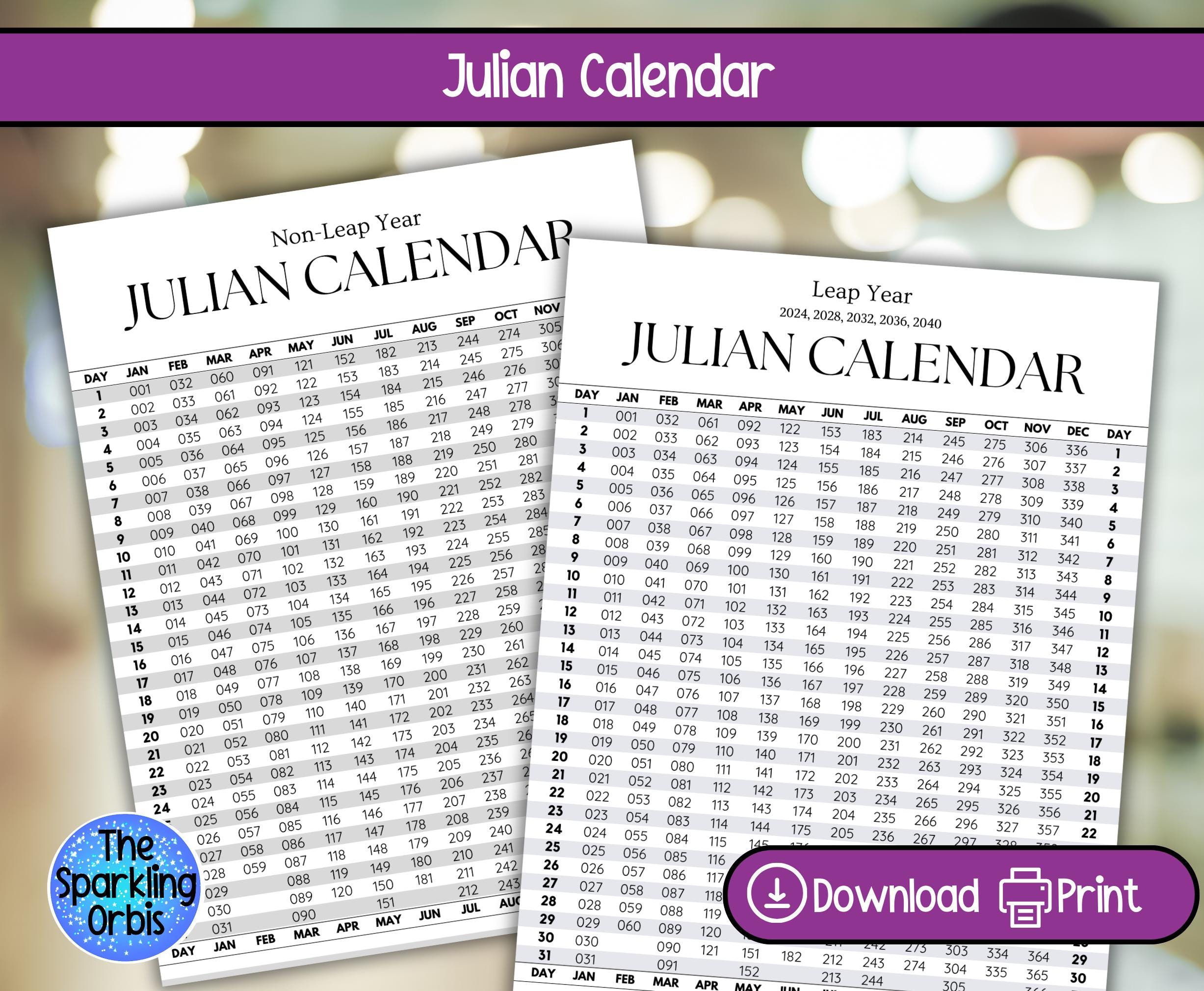 Printable Julian Calendar Conversion Leap Year Date To Julian Date