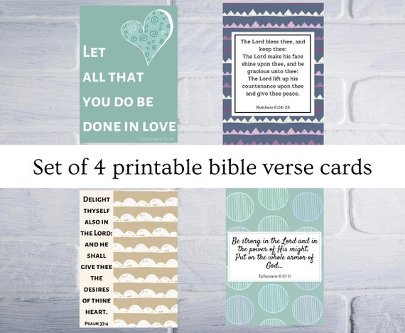 Printable Bible Verse Greetings Cards Set of 4 Scripture - Etsy