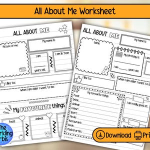 Hoja de trabajo "Todo sobre mí": Actividad para la vuelta al cole (Versiones de EE. UU. y Reino Unido, descarga PDF)
