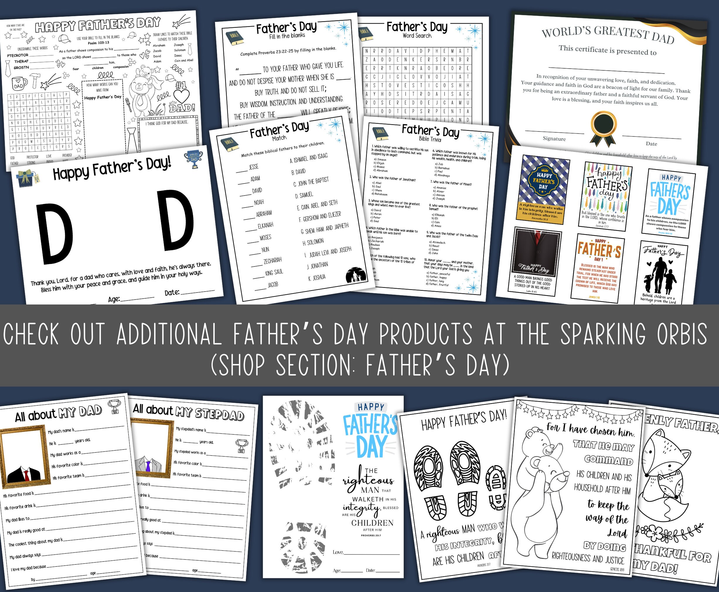 Printable Christian Father's Day Cards: Bible Verse Set (PDF) - Etsy