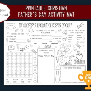 Tapete de actividades cristiano imprimible para el Día del Padre / Actividad para la escuela dominical / Actividad del Día del Padre para niños / PDF / Tamaño carta (EE. UU.) y A4