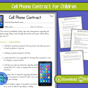 Printable Cell Phone Contract for Kids/Teens (PDF)