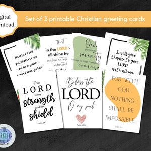 Set aus 7 christlichen Grußkarten | Druckbare Bibelvers Karten | KJV | Religiöse Karten | PDFs