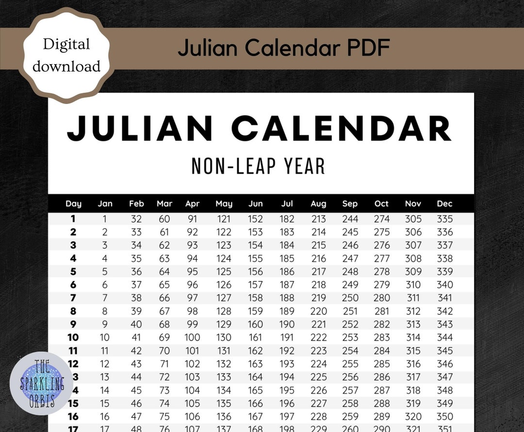Julian calendar military and government digital download printable pdf