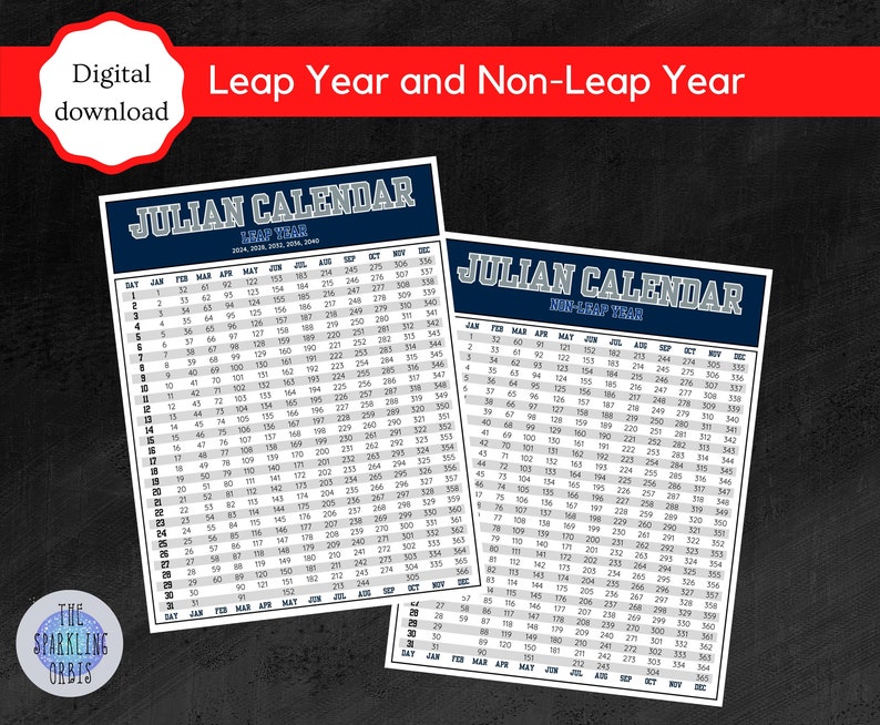 Julian Calendar Military Digital Download Printable PDF Leap