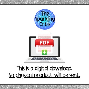 May include: Digital download graphic featuring a laptop displaying a PDF document with a green download arrow. The image includes the text "The Sparkling Orbis" and the statement "This is a digital download. No physical product will be sent."