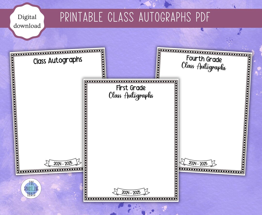 Printable Class Autographs PDF | 2024 - 2025 | Class Signatures ...