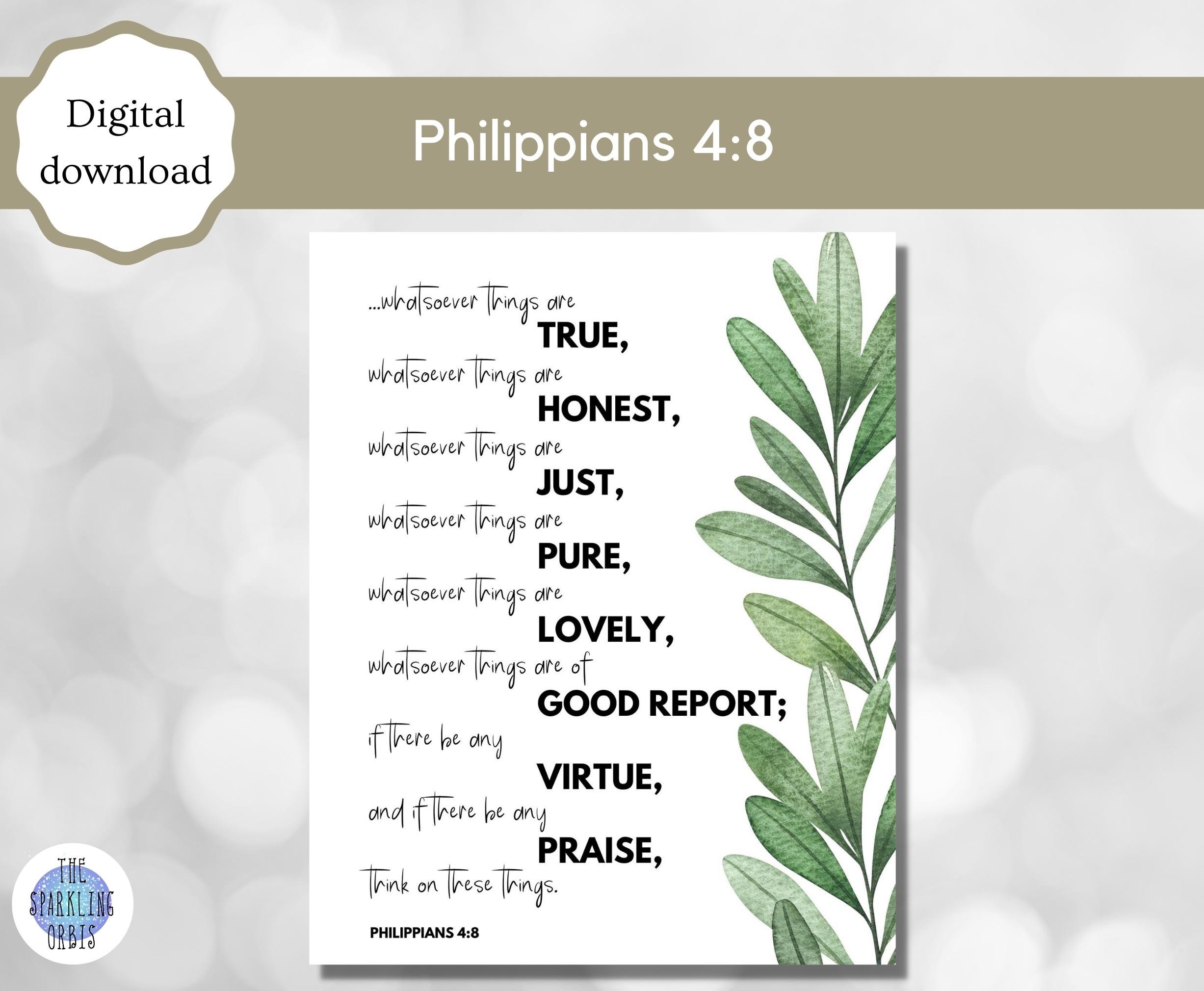 Printable Bible Verse Wall Art Philippians 4 Verse 8 Kjv Religious Wall Printable Bible Verse Wall Art Philippians 4 Verse 8 Kjv Religious Wall