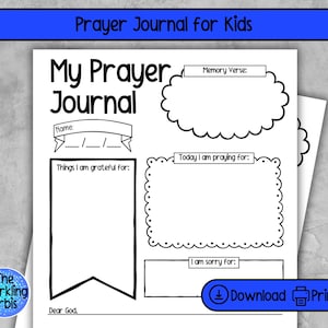 Modèle imprimable de journal de prières pour enfants | Journal de prière | Notes d'école du dimanche | PDF | Formats US Letter et A4