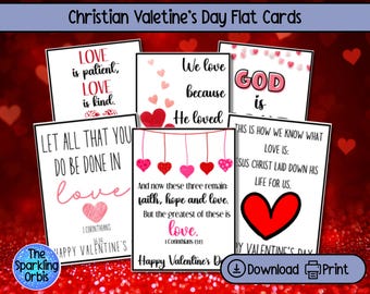 Druckbare christliche Valentinstagskarten | Bibelvers | Schriftkarten | 6er-Set | PDF | 7x9cm