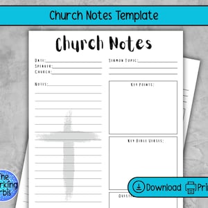 Printable Church Notes Template | Sermon Notes | Church Notes | Note-taking for Church | PDF | Letter and A4 sizes