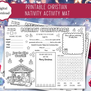 Tapete imprimible de actividades cristianas navideñas / Actividad de escuela dominical / Actividad de educación en el hogar / Navidad / Para niños / PDF / Carta de EE. UU.