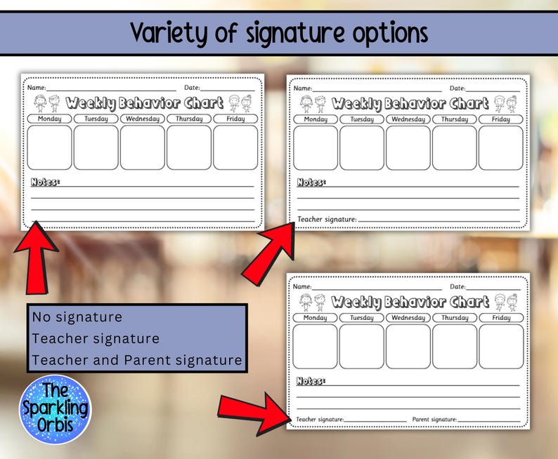 Printable Weekly Behavior Chart Prek, Kindergarten and 1st Grade
