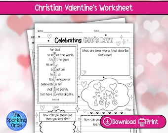 Feuille de travail imprimable pour la Saint-Valentin chrétienne | Activité de la Saint-Valentin | École à la maison | École du dimanche | PDF | A4 et lettre US