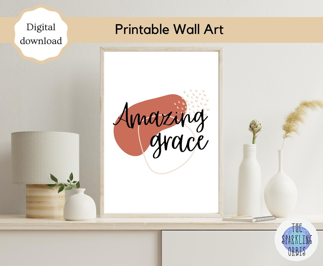 Printable Christian Wall Art Amazing Grace Poster Home Decor Digital